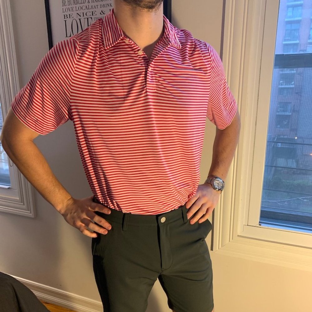 red white striped RLX polo